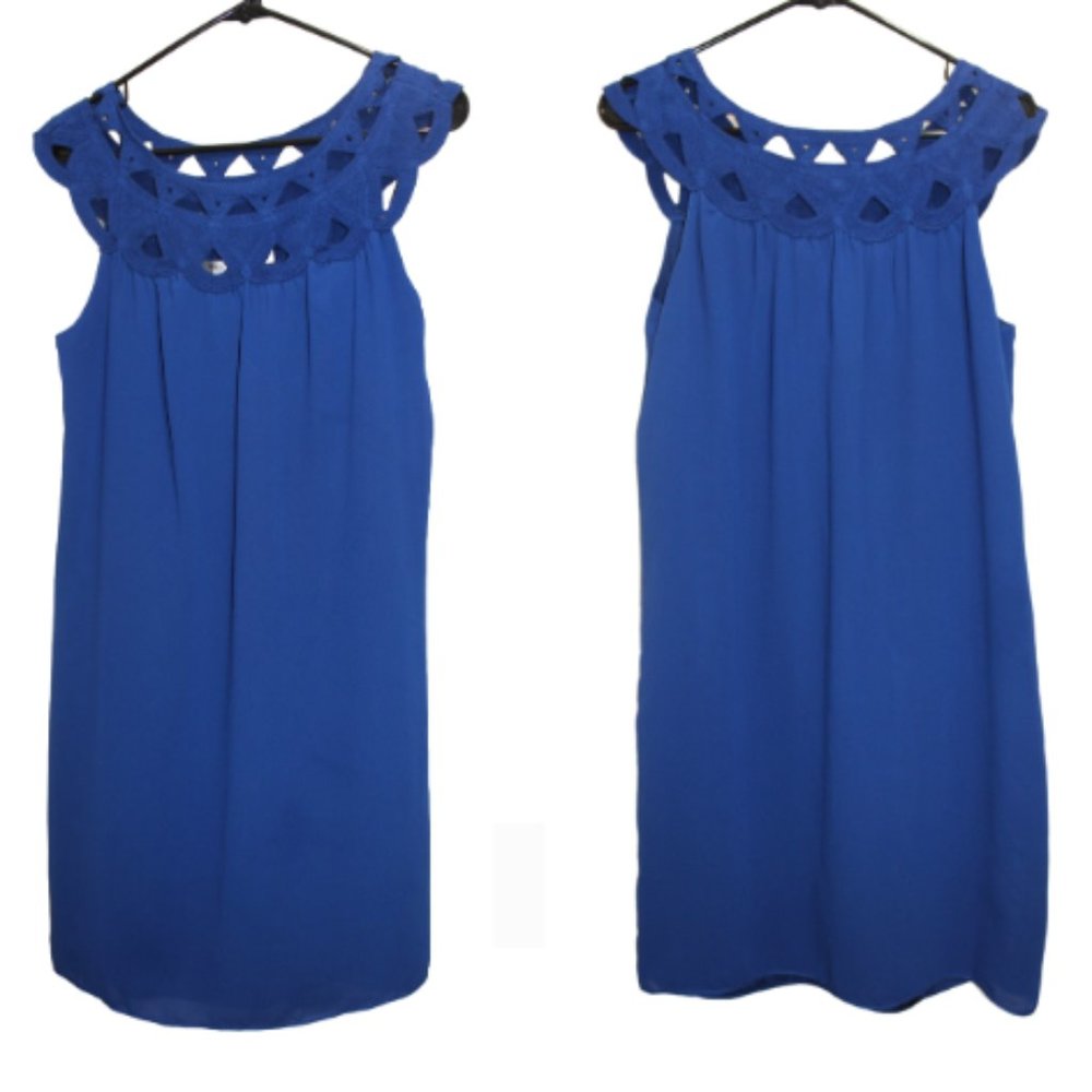 Max Studio Blue Shift Dress with Crochet neckline size S